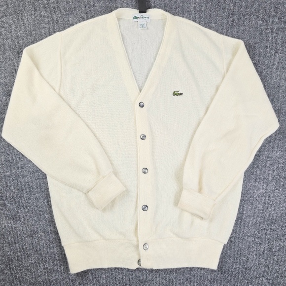 Vtg.70’s-80’s The Lacoste Club Cardigan Sweater Men's M Orlon Acrylic USA Made - Picture 1 of 5